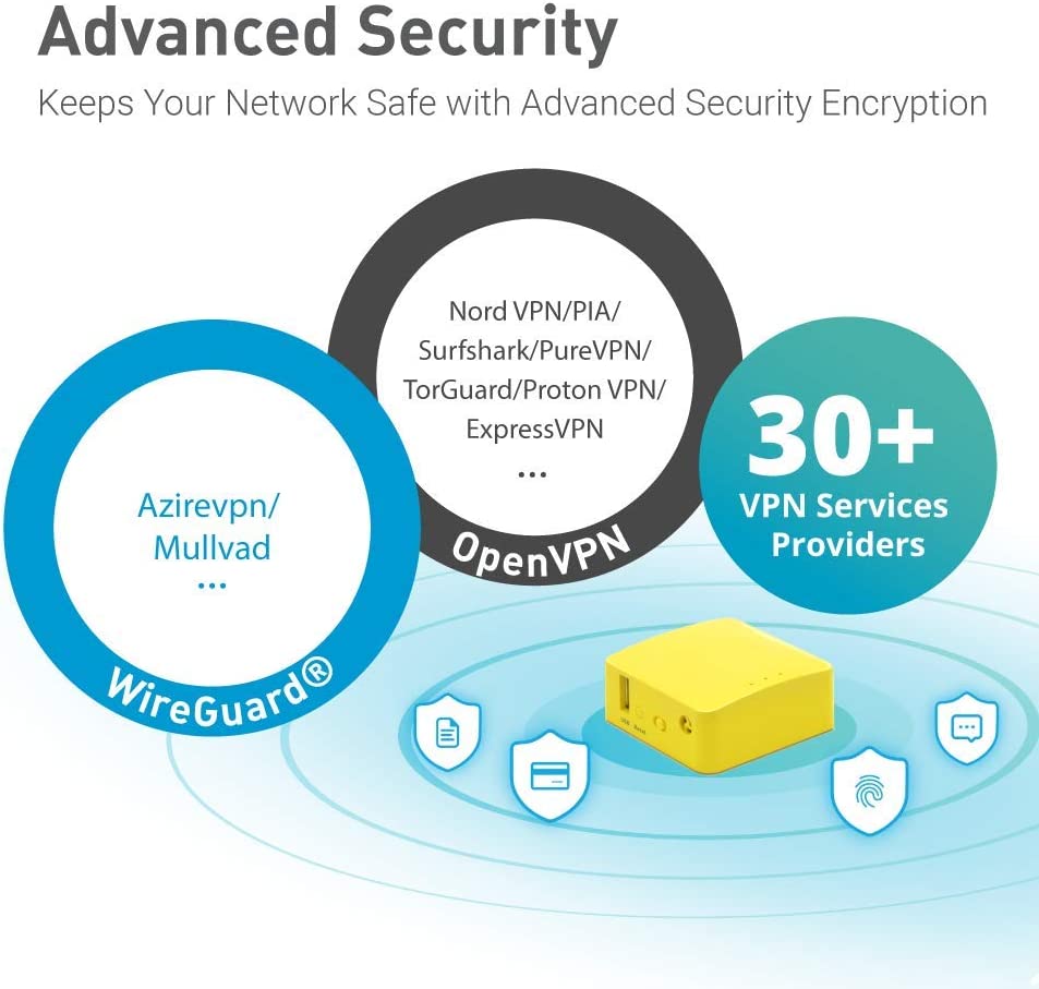 GL.iNet GL-MT300N-V2 WLAN Router Mobile Smart Mini Pocket VPN Reiserouter 3G/4G bis zu 300Mbit/s (2,4GHz) Mobiler Hotspot,WiFi Repeater Bridge,Range Extender, OpenVPN Client,Mango Gelb