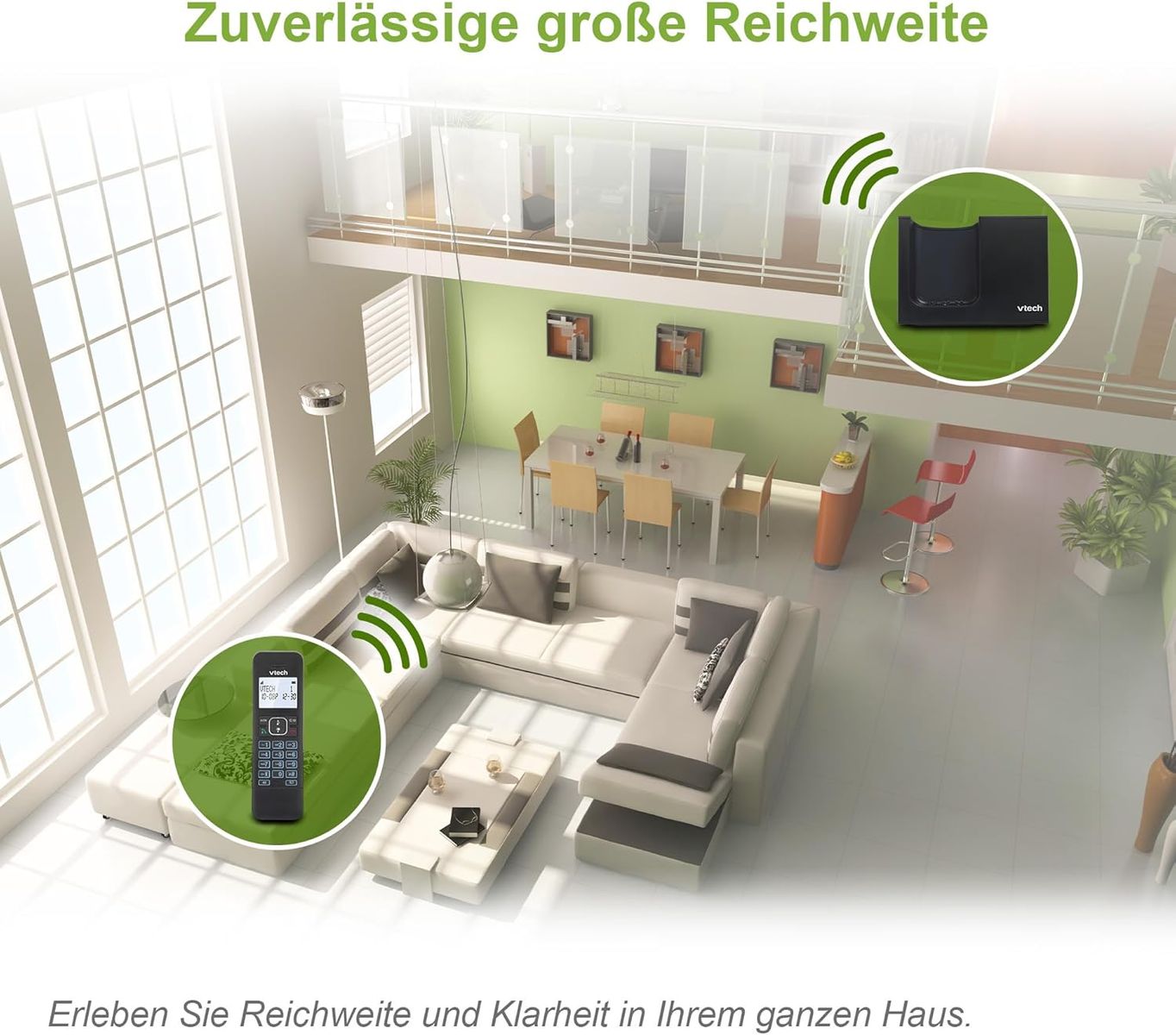 VTech LS1000 DECT Schnurlostelefon Telefon Schnurlos mit innovativer Ladestation, Anrufererkennung/Anklopffunktion, Freisprechfunktion, Display und Tastatur mit Hintergrundbeleuchtetes, ECO-Modus LS1000 1-telefon schnurlos