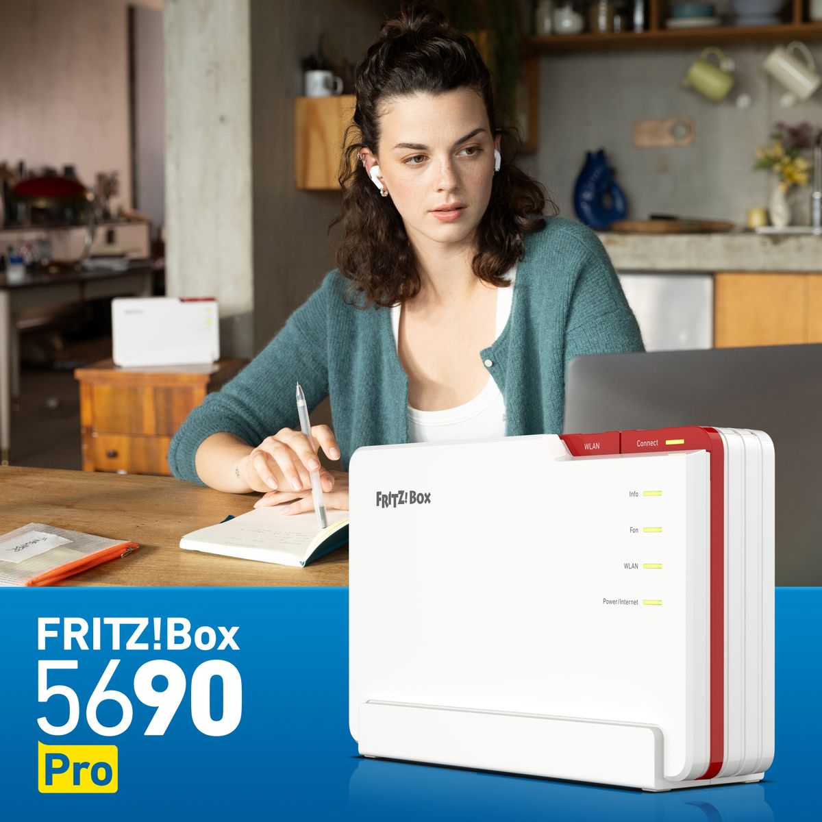 AVM FRITZ!Box 5690 Pro International WLAN-Router Tri‑Band (2,4/5/6 GHz) Wi‑Fi 7 bis 18,5 Gbit/s 2,5 Gigabit Ethernet Glasfaser & DSL Weiß