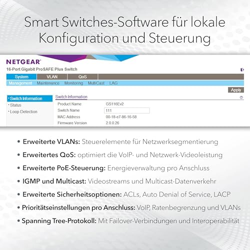 NETGEAR GS724TP-300EUS Managed L2/L3/L4 Gigabit Ethernet Switch, 24x RJ45 + 2x SFP, PoE 380W, Rackmount, Blau