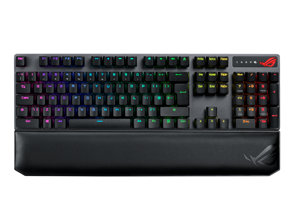 ASUS ROG Strix Scope NX Wireless Deluxe Gaming Tastatur, Kabellos + USB + RF + Bluetooth, ROG NX Red Switches, Vollformat 100% mit Numpad, RGB, Akku, Bluetooth 5.2, Schwarz, DEU (QWERTZ)