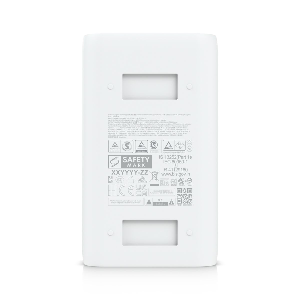 Ubiquiti U-POE++ PoE-Injektor, Gigabit Ethernet, 48 V, 60 W, IEEE 802.3at, Weiß, EU