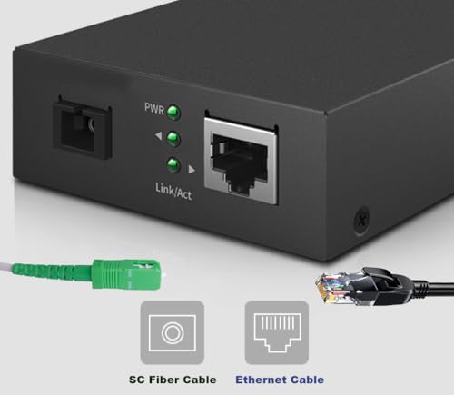 Elfcam 2 x 1 Port RJ45 Ethernet-Faser-Medienkonverter, 1,25 G SFP (Mini-GBIC), SC Monomode, bis 20 km, 1x RJ45 Gigabit