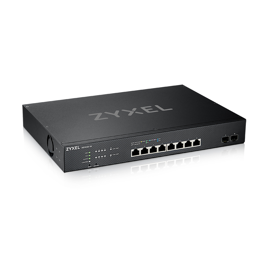 Zyxel XS1930-10-ZZ0101F Managed L3 Netzwerk-Switch, 8x 10G RJ-45 (100/1000/10000), 2x SFP+, 200 Gbit/s Routing, Rackmount, Schwarz