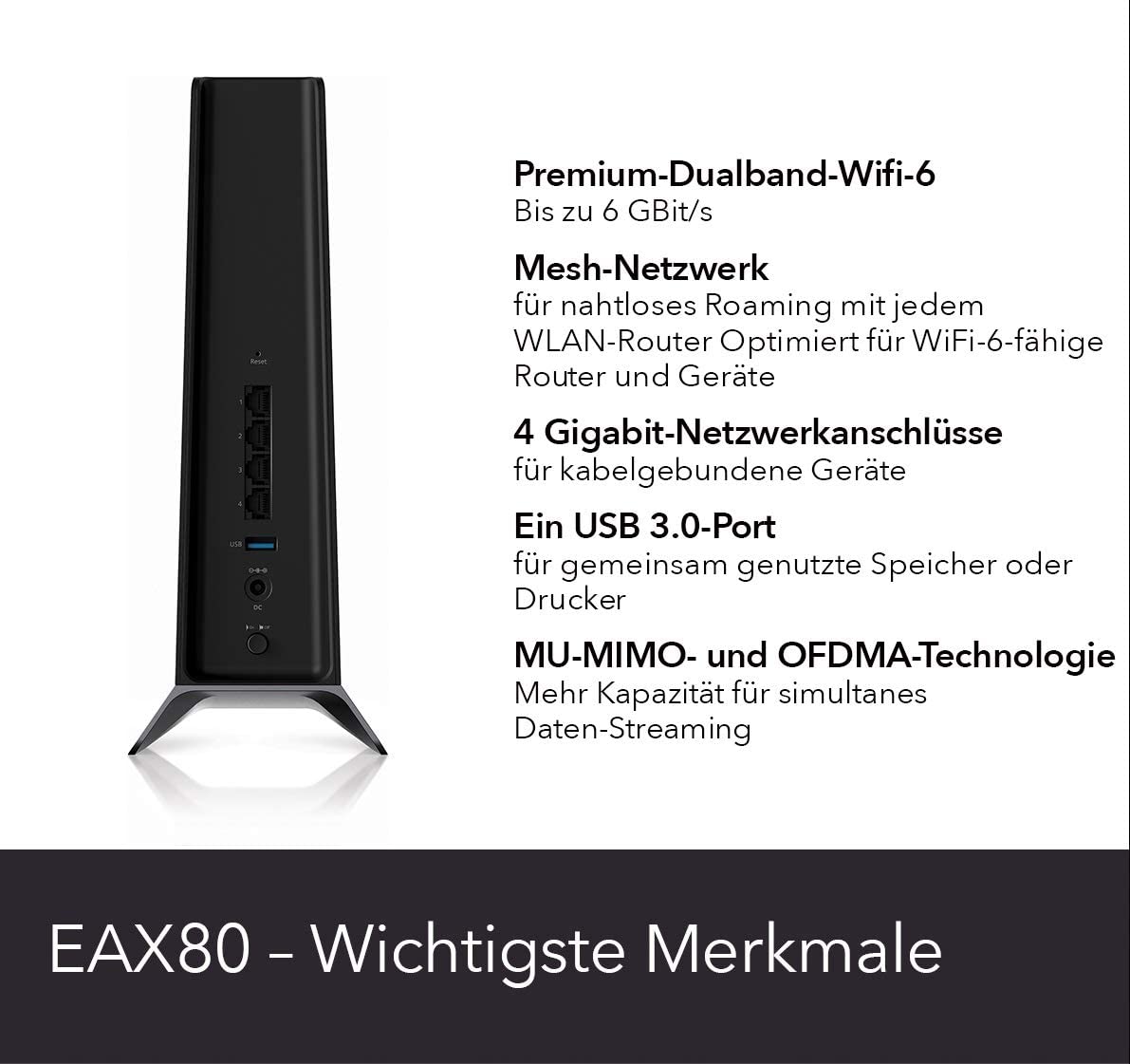 Netgear EAX80 WLAN Router Gigabit Ethernet