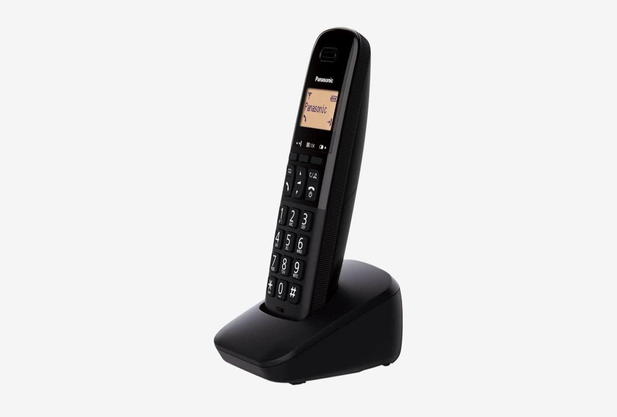 Panasonic KX-TGB612 Schnurloses DECT-Festnetztelefon Duo, Basisstation + 2 Handteile, Anruferkennung & Anrufsperre, Stoßfest, Extra lauter Hörer, 1,4 Zoll LCD, Schwarz