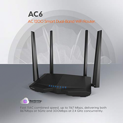 Tenda AC6 AC1200 Dual-Band WLAN-Router 1200 MBit/s 10/100 Ports QoS Beamforming+