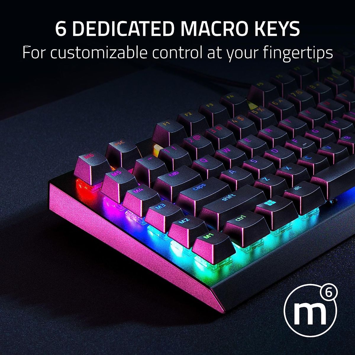 Razer BlackWidow V4 X (Gru00fcner Schalter) - Mechanische Gaming-Tastatur mit Razer Chroma RGB (Mechanische Clicky-Schalter, 6 dedizierte Makro-Tasten, Doubleshot-ABS-Tastenkappen) - (GBR Layout - QWERTY)