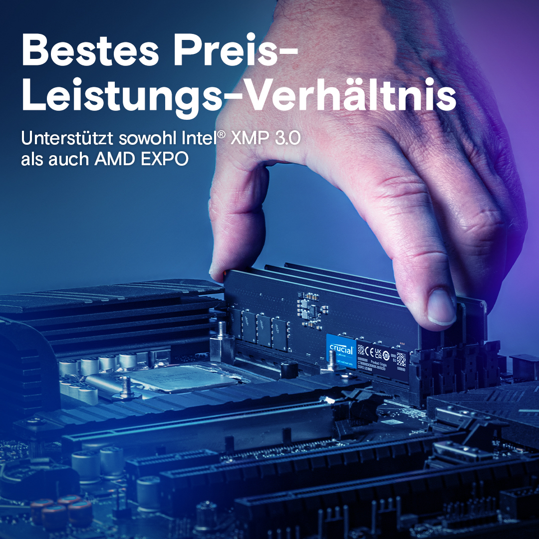 Crucial CT64G56C46U5 64 GB DDR5 288-pin DIMM Desktop-Arbeitsspeicher (RAM), 1 x 64 GB, CL46, 5600 MHz, 1.1 V