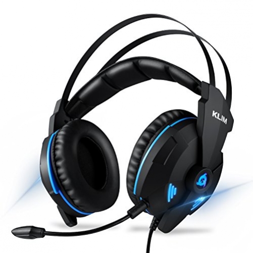 Klim Impact 7.1 Surround Sound USB Gaming Headset für PC schwarz blau