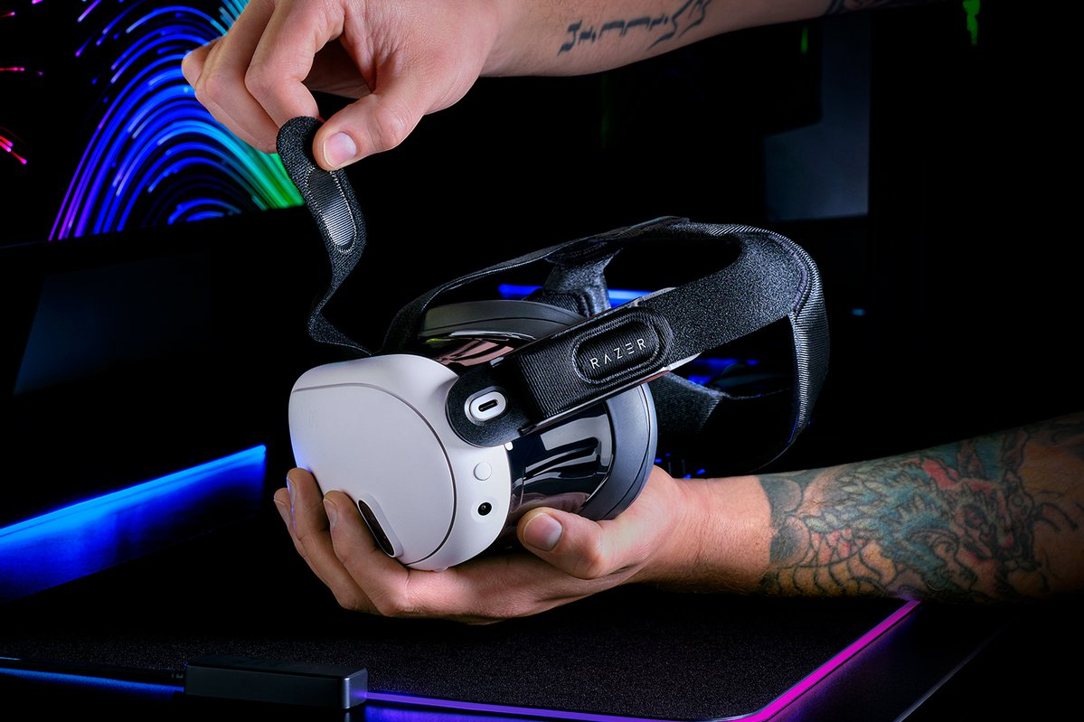 Razer Head Strap System - Ergonomisches VR-Kopfriemen-System für Meta Quest 3 - Verstellbares bequemes Kopfband mit ResMed-Technologie (Optimale Gewichtsverteilung, Slip-On-Design) Schwarz
