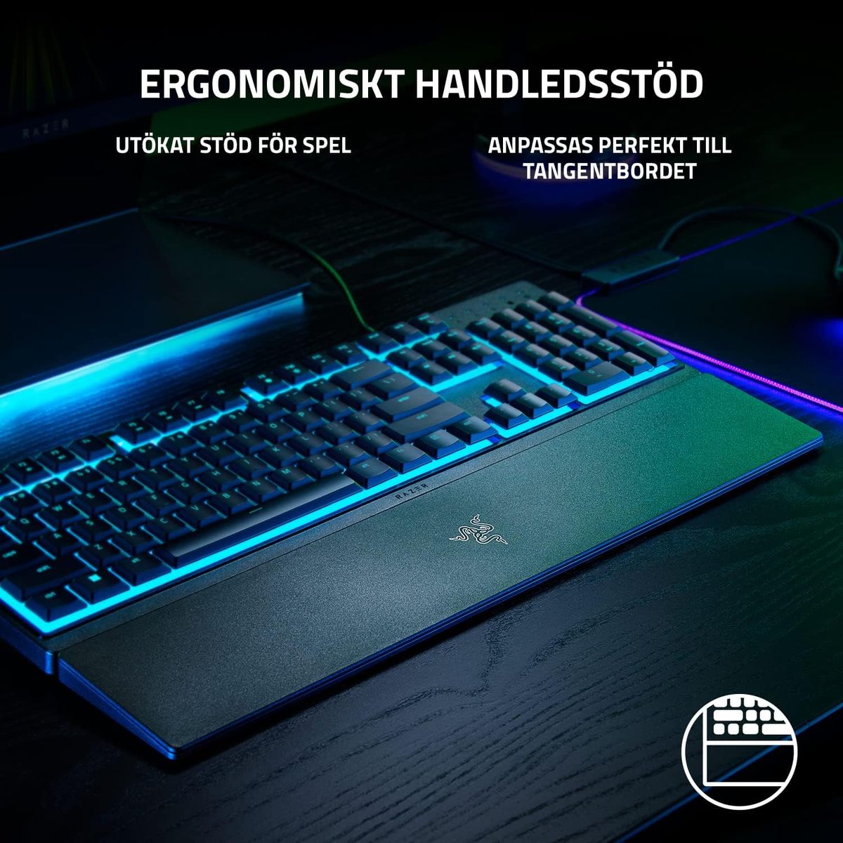 Razer Ornata V3 X Low Profile Gaming-Tastatur (Silent Membrane Switches, UV-beschichtete Tastaturen, langlebiges Design, spritzwassergeschu00fctzt, ergonomischer Schreibstu00e4nder) - (NORDIC Layout - QWERTY)