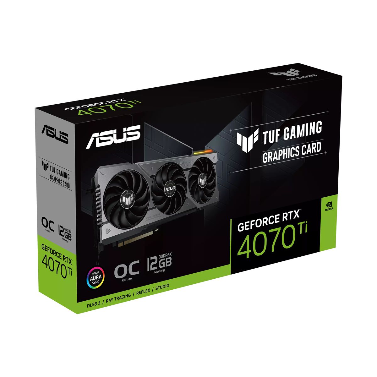 ASUS TUF Gaming TUF-RTX4070TI-O12G-GAMING NVIDIA GeForce RTX 4070 Ti 12 GB GDDR6X, PCIe 4.0, 3x DisplayPort 1.4a, 2x HDMI 2.1a, 16-pin