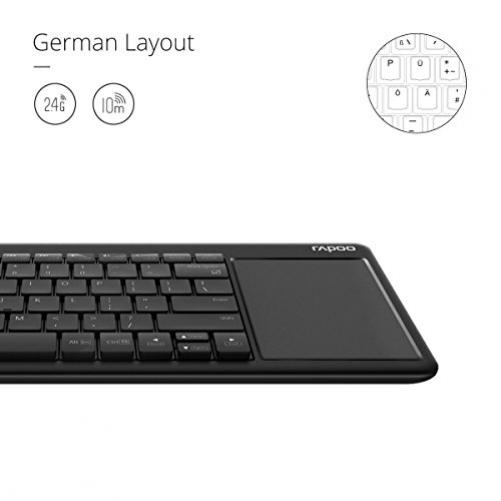 Rapoo K2600 kabellose Multimedia Tastatur mit Touchpad DE-Layout