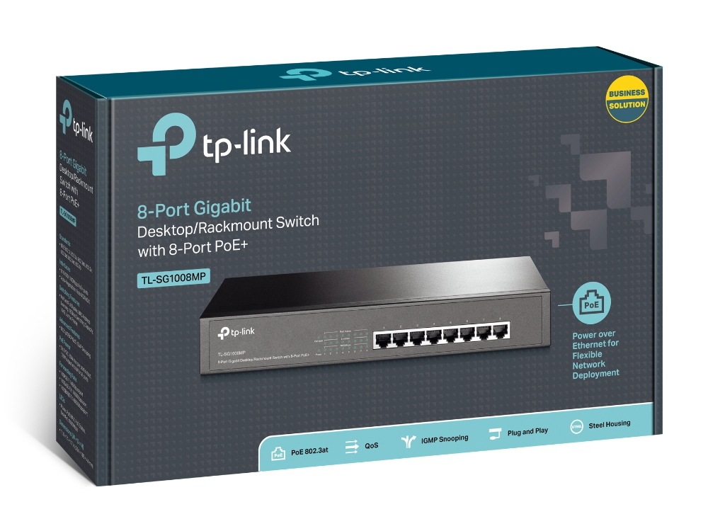 TP-Link 8-Port Gigabit Desktop/Rackmount Switch mit 8-Port PoE+
