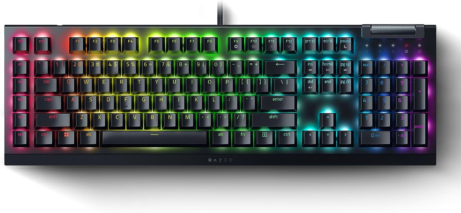 Razer BlackWidow V4 X (Gru00fcner Schalter) - Mechanische Gaming-Tastatur mit Razer Chroma RGB (Mechanische Clicky-Schalter, 6 dedizierte Makro-Tasten, Doubleshot-ABS-Tastenkappen) - (GBR Layout - QWERTY)