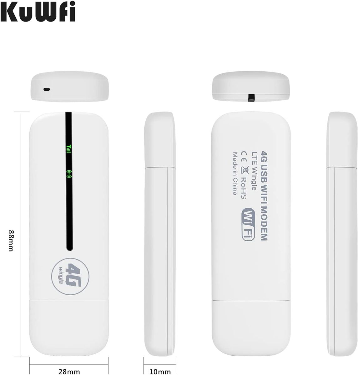 KuWFi WiFi/WLAN LTE Modem Stick mit SIM-Kartensteckplatz，LTE 4G Dongle,150 Mbps USB mobiler WLAN-Dongle,Hotspot WiFi Router USB-Breitbanddongle, UF928-U8