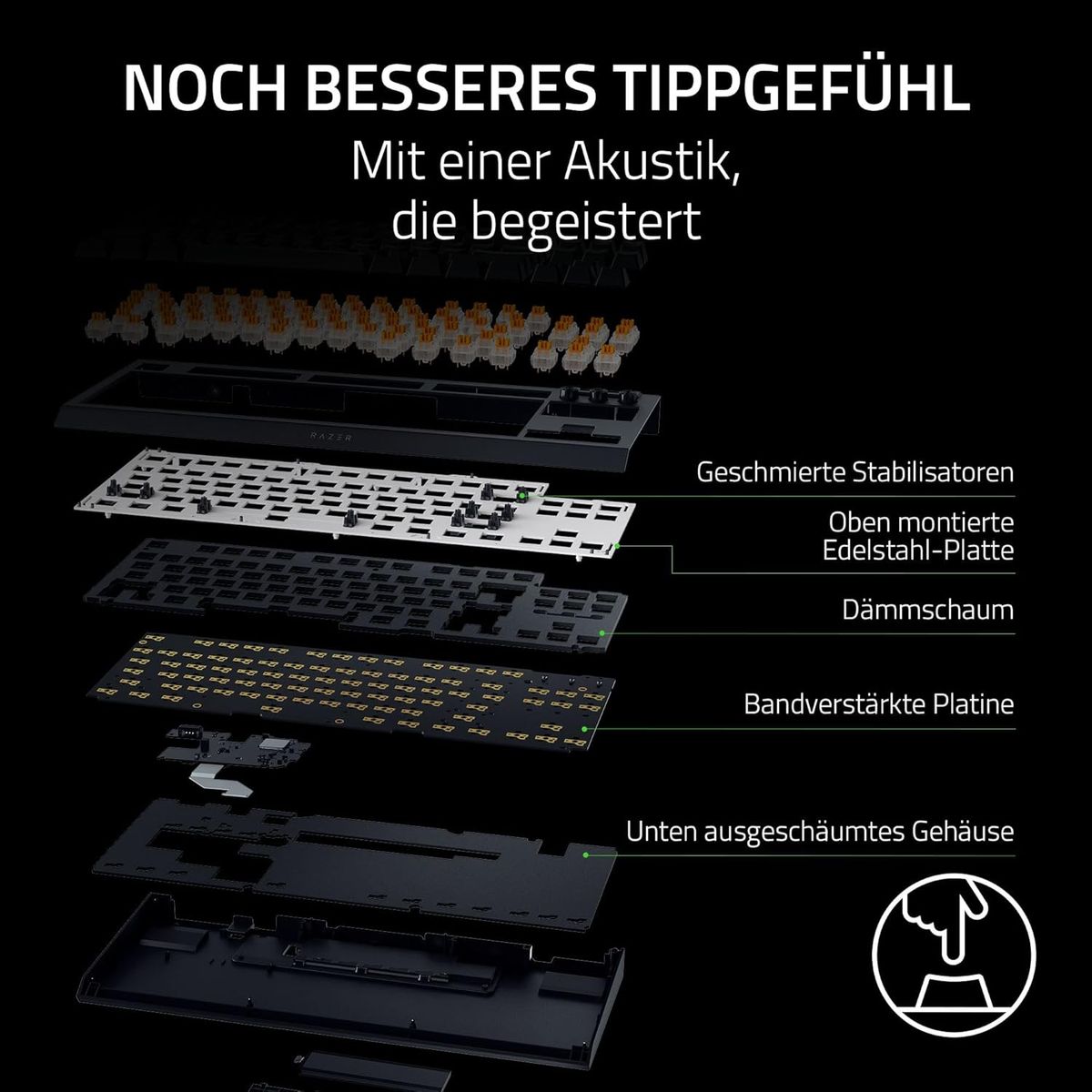 Razer BlackWidow V4 Tenkeyless HyperSpeed Kabellose Hot-Swap Gaming-Tastatur, Orange Tactile Switches, Bluetooth & HyperSpeed 2,4 GHz 1000Hz, DEU Layout QWERTZ