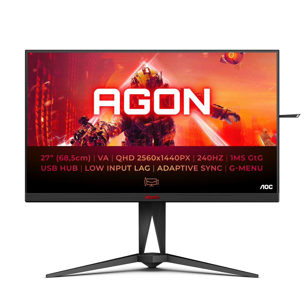 AOC AGON 5 AG275QZN/EU Computerbildschirm 68,6 cm (27") 2560 x 1440 Pixel Quad HD Schwarz, Rot
