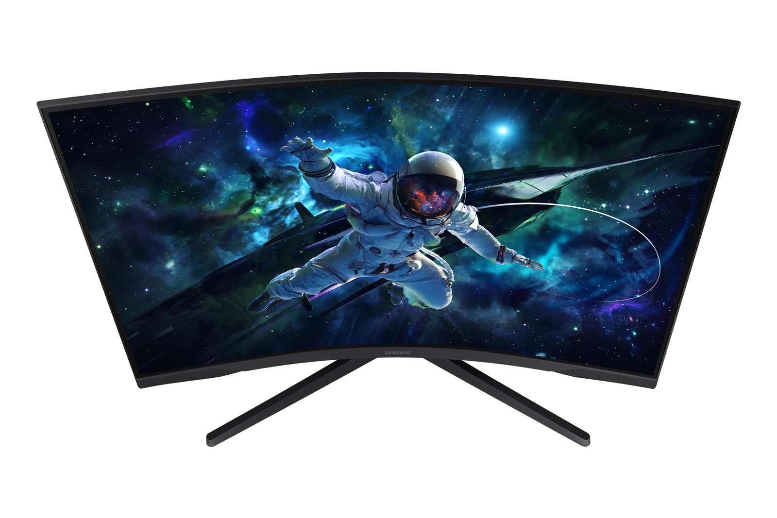 Samsung Odyssey G55C Curved Gaming Monitor, 32 Zoll, Bildschirm mit VA-Panel, 2.560 x 1.440 Pixel, 1.000R Radius, HDR10, AMD FreeSync, Bildwiederholrate 165 Hz, Reaktionszeit 1 ms (MPRT)