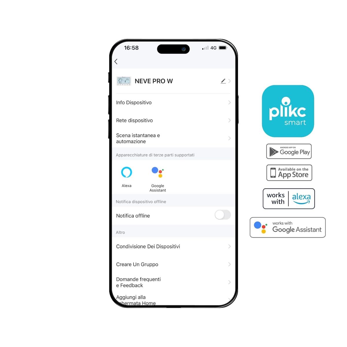 plikc NEVE PRO RFW Digitales WiFi Dualband Chronothermostat, kompatibel mit Alexa & Google Assistant, Programmierbar, 2 AA Batterien, Frostschutz, WLAN 2,4/5 GHz