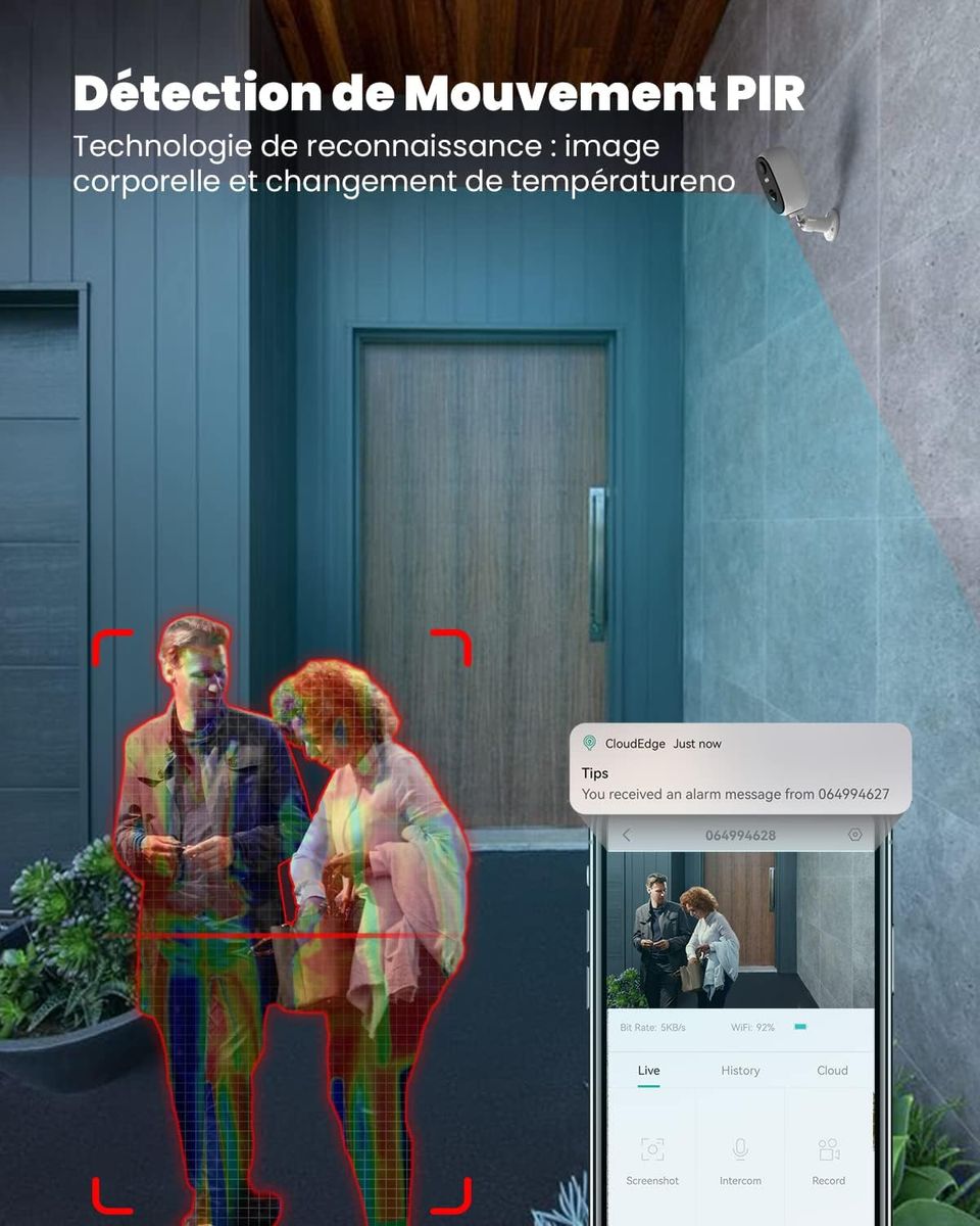 ieGeek Überwachungskamera Aussen Akku, FHD 1080P Kabellose Überwachungskamera mit PIR Bewegungsmelder, 2-Wege Audio camera2