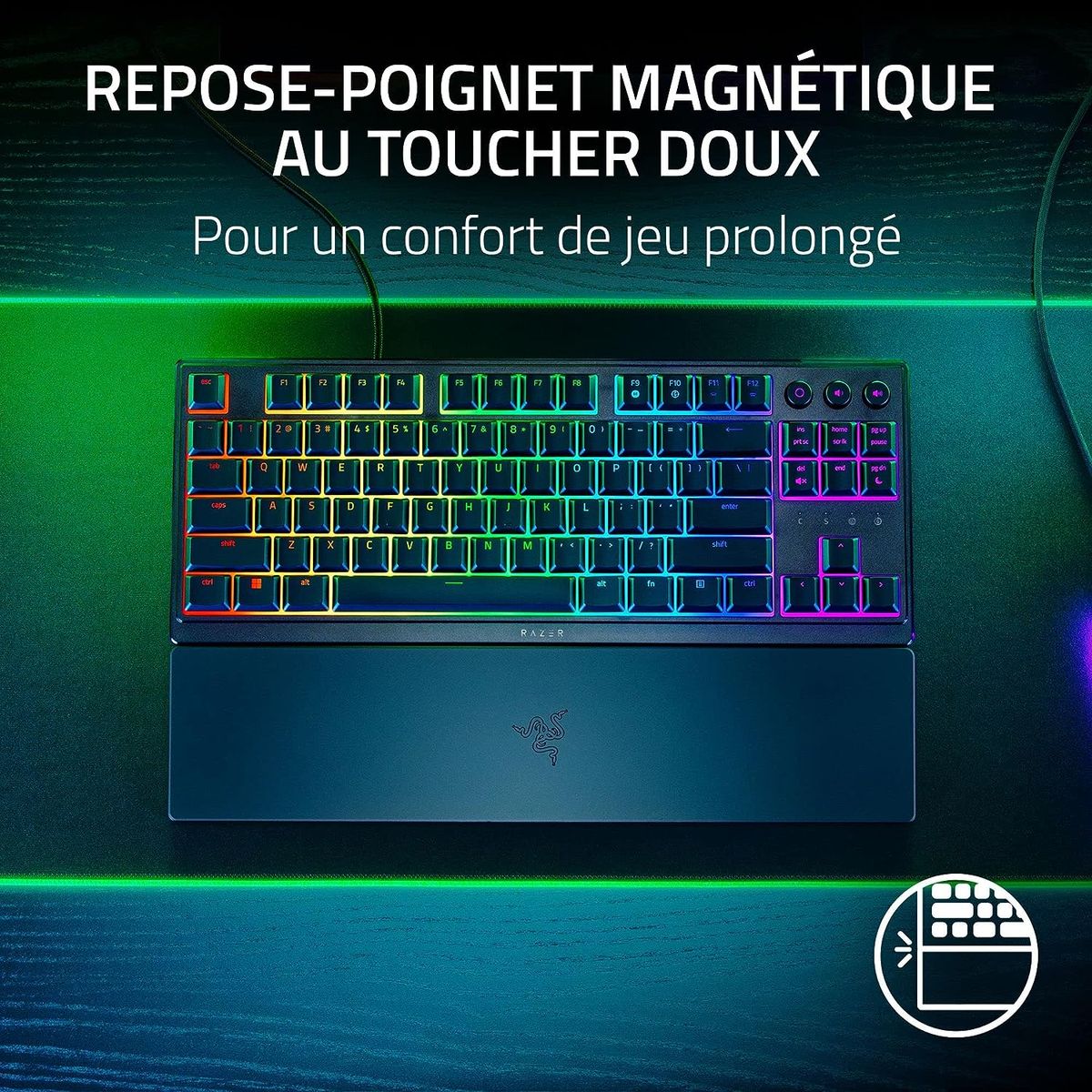 Razer Ornata V3 TKL Gaming Keyboard Media Buttons Mecha-Membrane Switches RGB FRA Layout AZERTY
