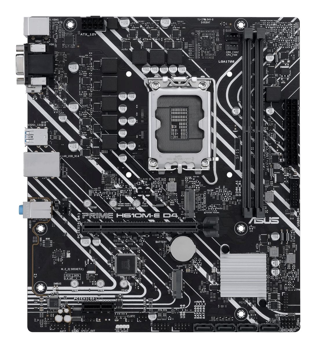 ASUS PRIME H610M-E D4-CSM Mainboard, Intel H610, LGA 1700, micro ATX, DDR4, bis 64 GB, HDMI 2.1, DisplayPort 1.4, 7.1 Audio, 2x M.2