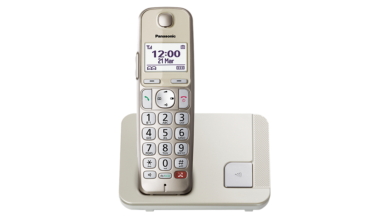 Panasonic KX-TGE250GN Schnurlostelefon (Bis zu 1.000 Telefonnummern sperren, übersichtliche Schriftgröße mit starkem Kontrast , extra lauter Hörer, Voll-Duplex Freisprechen) 1 Schnurlostelefon Single