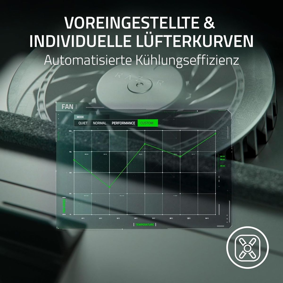 Razer Laptop Cooling Pad - Smart Cooling Laptop-Ständer für 14" bis 18" Zoll Laptops - luftdichte Druckkammer (benutzerdefinierte Lüfterkurven, 3-Port USB-A Hub, Multifunktionstasten) Schwarz