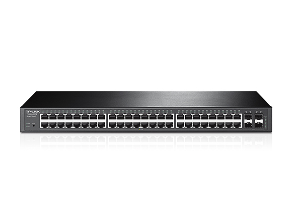 TP-Link T1600G-52TS (TL-SG2452) V4.0 Managed L2/L2+ Gigabit Switch, 48x Gigabit RJ45, 4x SFP, 1U Rack, Schwarz, Netzteil enthalten