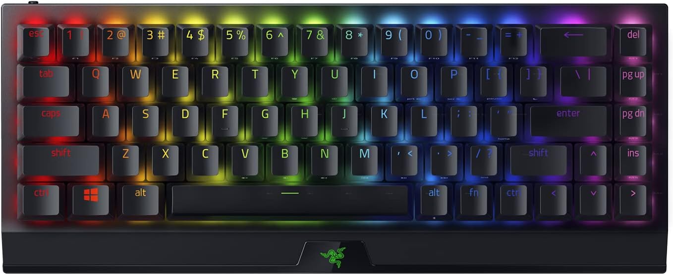 Razer BlackWidow V3 Mini HyperSpeed 65% kabellose mechanische Gaming-Tastatur: HyperSpeed Wireless-Technologie, gelbe mechanische Schalter, Doubleshot ABS-Tastenkappen - (USA Layout - QWERTY)