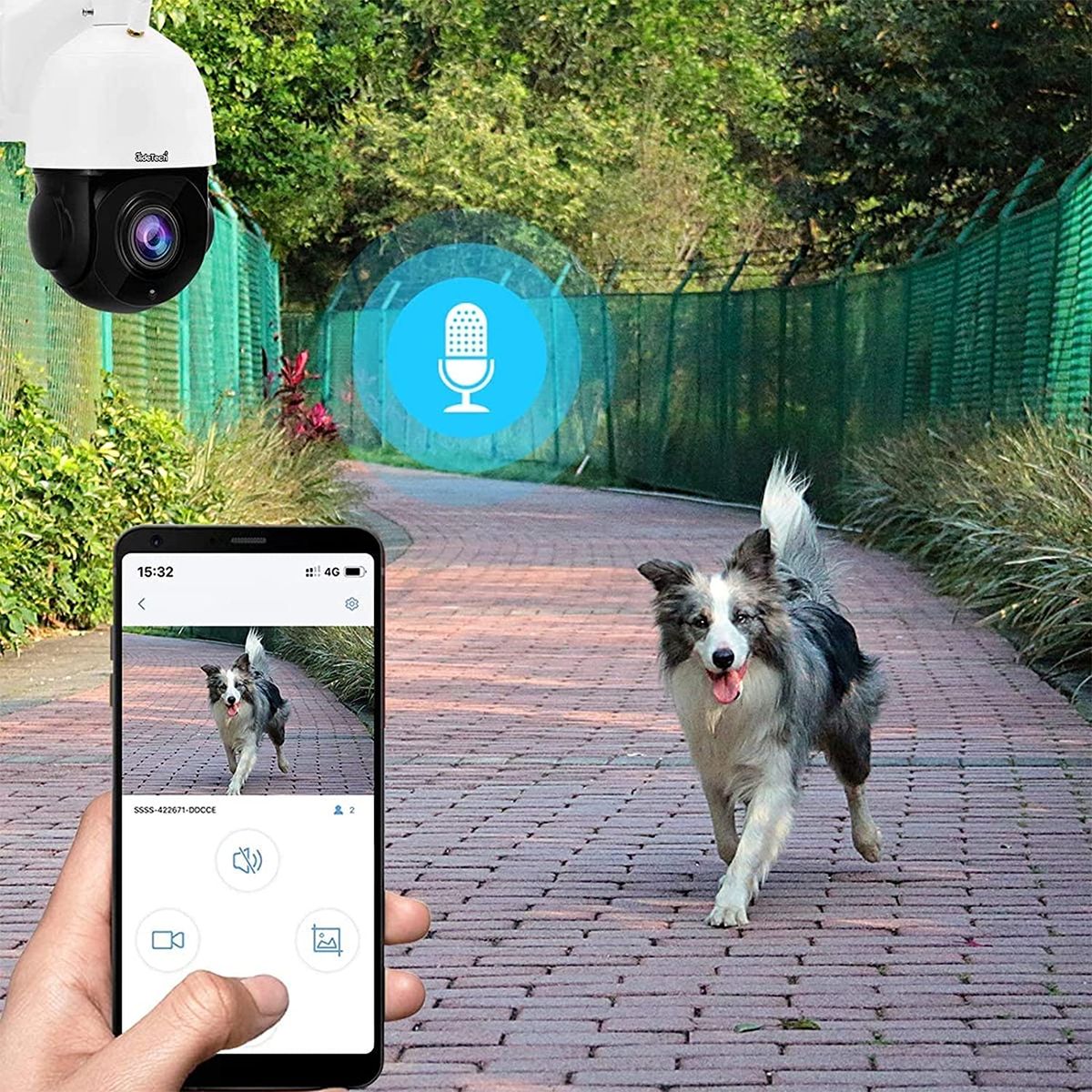 JideTech 5MP PTZ Wi-Fi Überwachungskamera Aussen 360° Dome Auto Tracking IP Kamera,20x optischer Zoom,Eingebautes Zwei Wege Audio,Humanoide Bewegungserkennung 70M IR Nachtsicht Eingebauter SD-Kartenschlitz Single