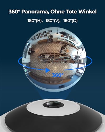 Reolink FE-W-White 6MP Fisheye Indoor Überwachungskamera, 360° Panorama, Dualband WLAN 2,4/5 GHz, Personenerkennung, 2-Wege-Audio, microSD, Decken-/Wand-/Tischmontage