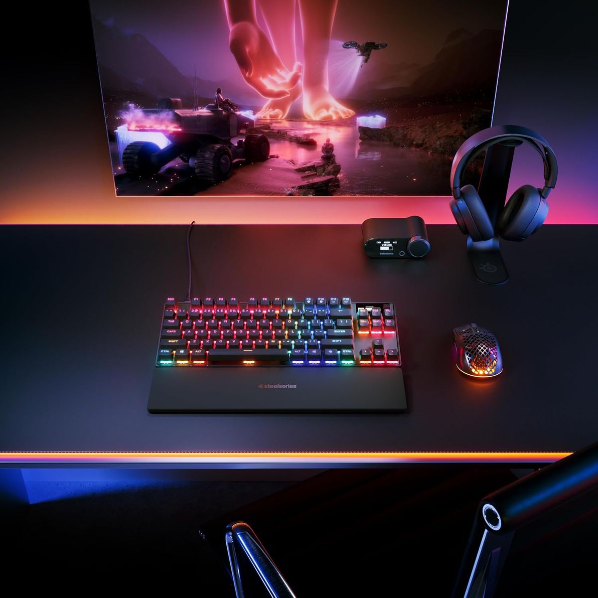 SteelSeries Apex Pro TKL Gen 3 - HyperMagnetic Gaming-Tastatur - OmniPoint 3.0 Switches - Anpassbares Ansprechverhalten - Rapid Trigger - Rapid Tap/SOCD - OLED - PBT-Keycaps - USB-C - (DEU Layout - QWERTZ)