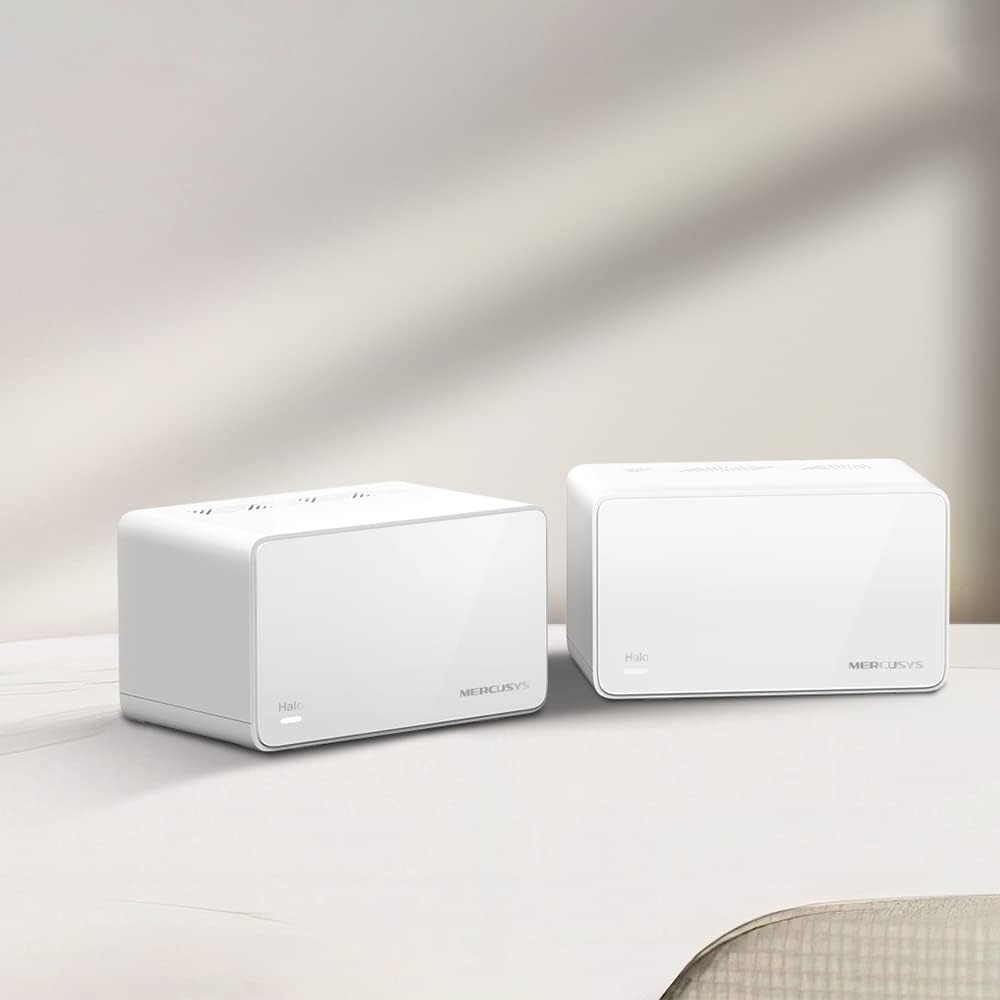 Mercusys Halo H90X (2-Pack) WiFi 6 Mesh Router AX6000Mbps, 2,5 Gigabit Port, Kindersicherung, Repeater und Zugriffspunkt, Verbinden Sie bis zu 150 Geräte, 2 Stück mit Abdeckung bis bis 550 ㎡