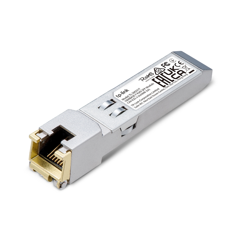 TP-Link TL-SM311T 1G SFP auf RJ45 Mini Gbic Modul - 1000Base-T Kupfer Transceiver Kompatibel für switch mit SFP-Ports, Plug-and-Play, Robustes Metallgehäuse.
