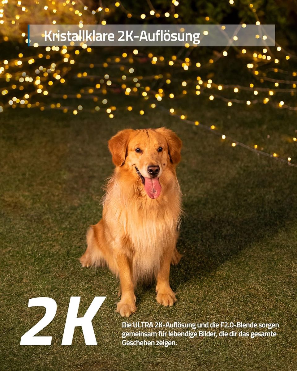 eufy Security Outdoor Cam E220 Outdoor-Überwachungskamera, 2K Auflösung, Scheinwerfer, Farbnachtsicht, gebührenfrei, IP67, kabelgebunden