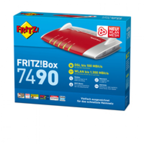 AVM FRITZ!Box 7490 WLAN-Router Gigabit Ethernet Dual-Band 3G Rot