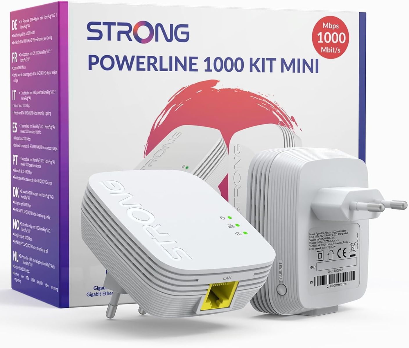 STRONG POWERL1000DUOMINI PowerLine Adapter 1000 Mbit/s HomePlug AV2 Gigabit Ethernet LAN 2er-Set Weiß