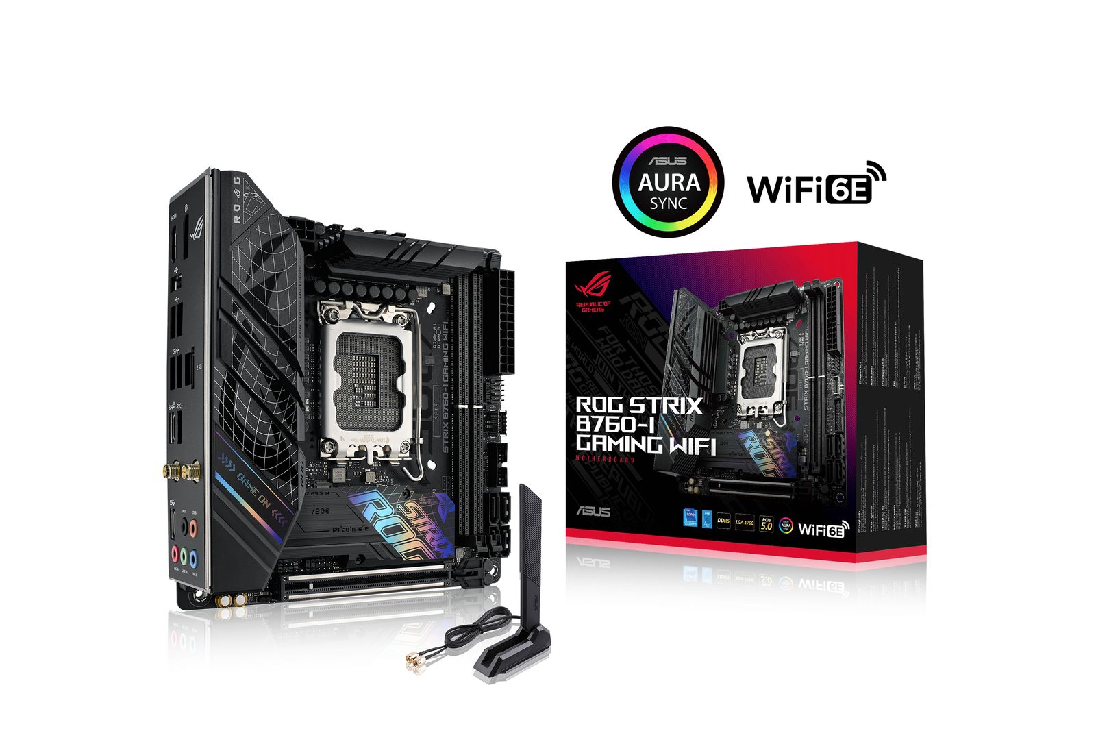 ASUS ROG Strix B760-I Gaming WiFi Mini-ITX Mainboard, Intel B760, LGA 1700, DDR5, WiFi 6E, 2.5G Ethernet, PCIe 5.0, 64 GB