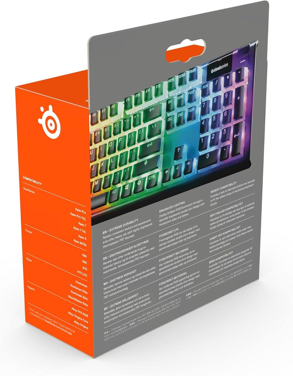 SteelSeries PrismCaps – Double-Shot-Tastenset mit „Pudding“-Optik – Kompatibilität mit allen gängigen mechanischen Tastaturen – MX-Stößel – Schwarz (Deutsches Tastaturlayout)