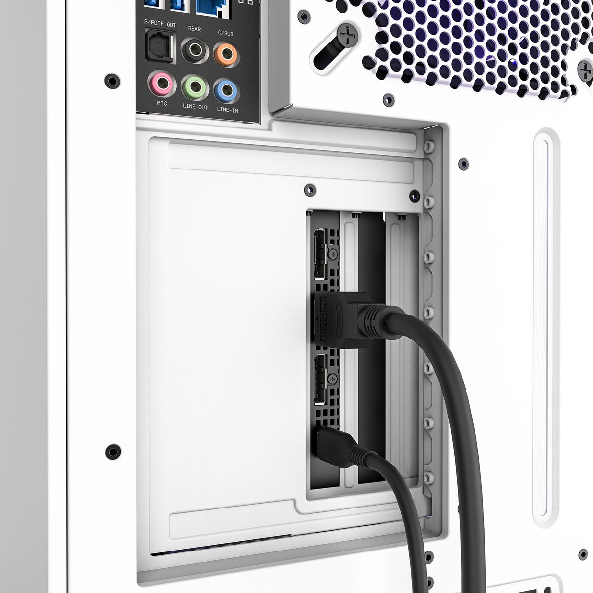 NZXT AB-RH175-W1 Grafikkartenhalter, Vertikale Montage für H7-Serie, Universal PC-Gehäuse, Weiß, Riserkabel 17,5 cm