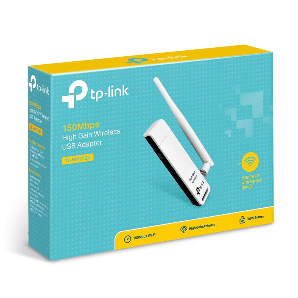 TP-Link TL-WN722N 150 Mbps High Gain Wireless USB Adapter - White V2 Version 150M