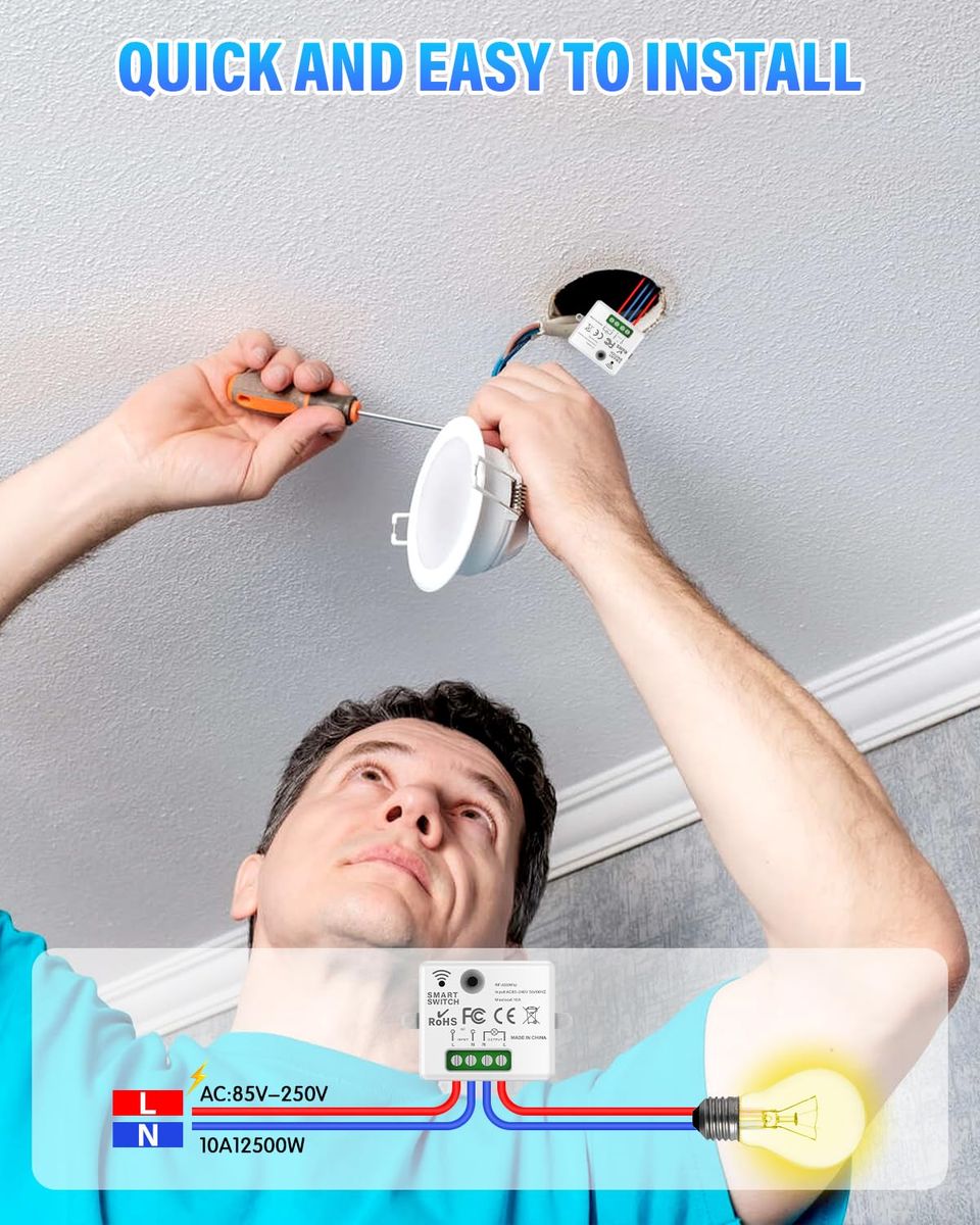 Apkezel Apkezel.01 Funk-Lichtschalter Set 433 MHz 220 V IP67, 1500 W, 2x Sender + 1x Empfänger, Reichweite 30 m, Fernbedienung