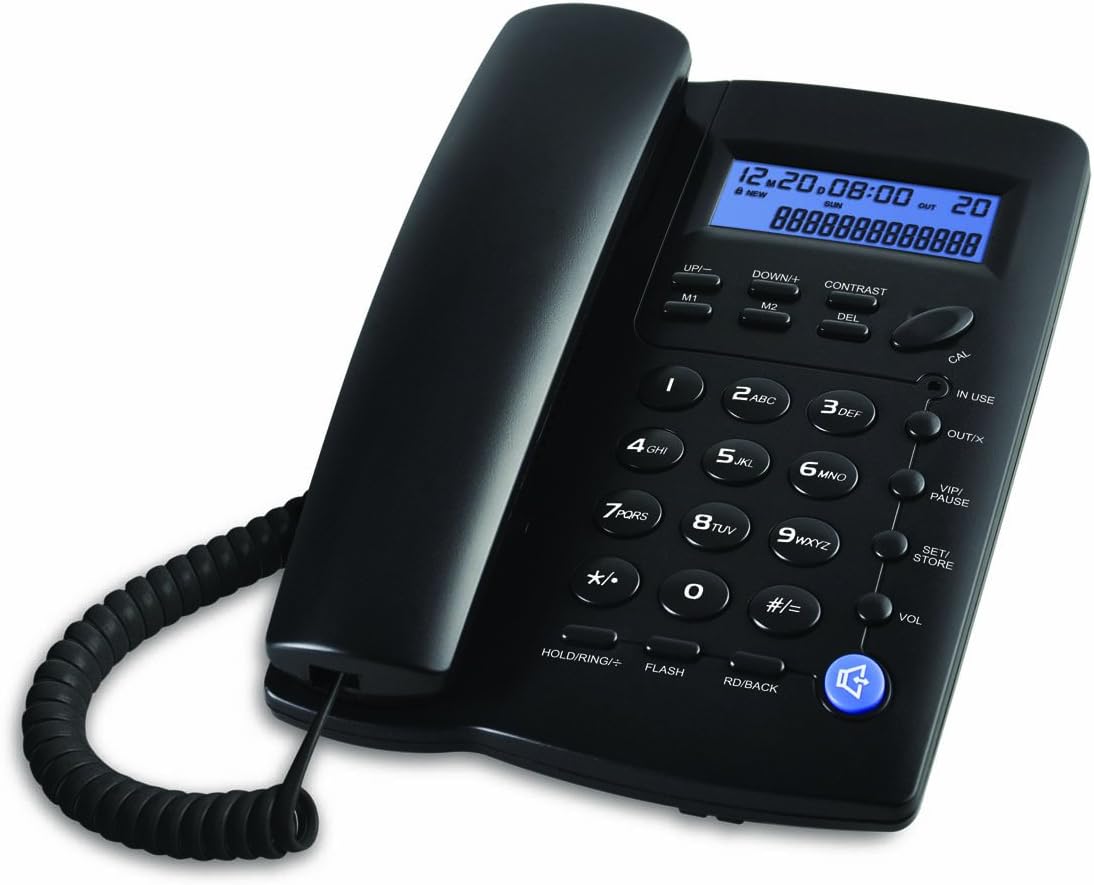 Ornin Y043 Corded Landline Telephone for Home, Caller ID/Call Waiting, Easy-to-Use, Speaker, Display, Desk Phone Only (Black)