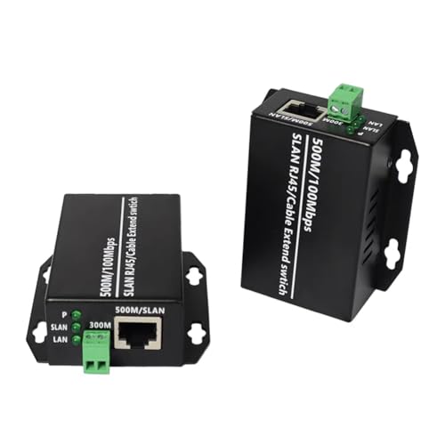 Qarmijaer 500763606 Ethernet Extender, Netzwerkverstärker RJ45 für Telefonie, bis 500 m über Cat5e/6, 1080P IP-Kameras, Plug-and-Play, Metallgehäuse
