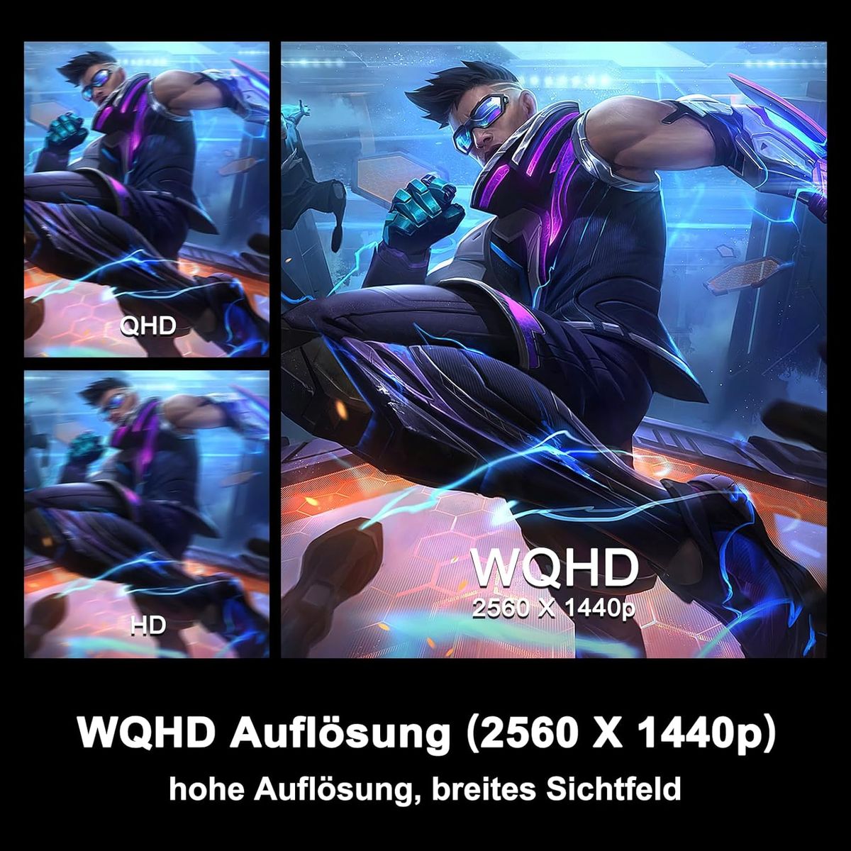 Minifire Gaming Monitor 24 Zoll, 180 Hz, 1ms MPRT, WQHD(2560 x 1440), 16:9 IPS Panel, AMD FreeSync, HDR10, sRGB 130%, HDMI 2.0&DP 1.2, Unterstützt VESA 75 x 75 mm