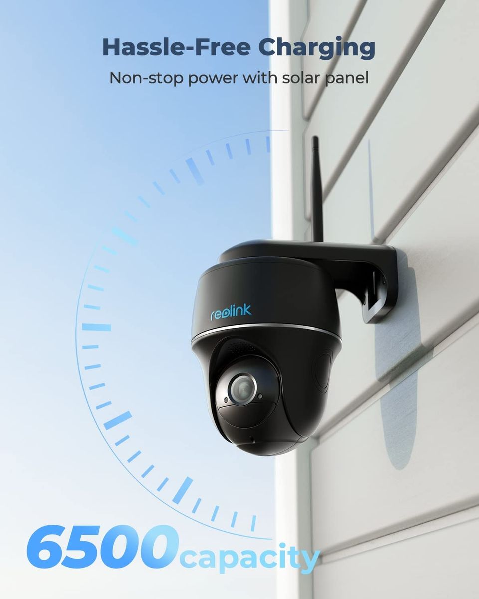 Reolink 2K 4MP PTZ Überwachungskamera Aussen Akku mit 2,4GHz&5GHz WLAN, 355°/140° Schwenkbar, Smarte Erkennung, 2-Wege-Audio, Arbeitet mit Alexa/Google Assistant/Cloud, Argus PT 4MP(Schwarz) Argus PT 2K-Schwarz