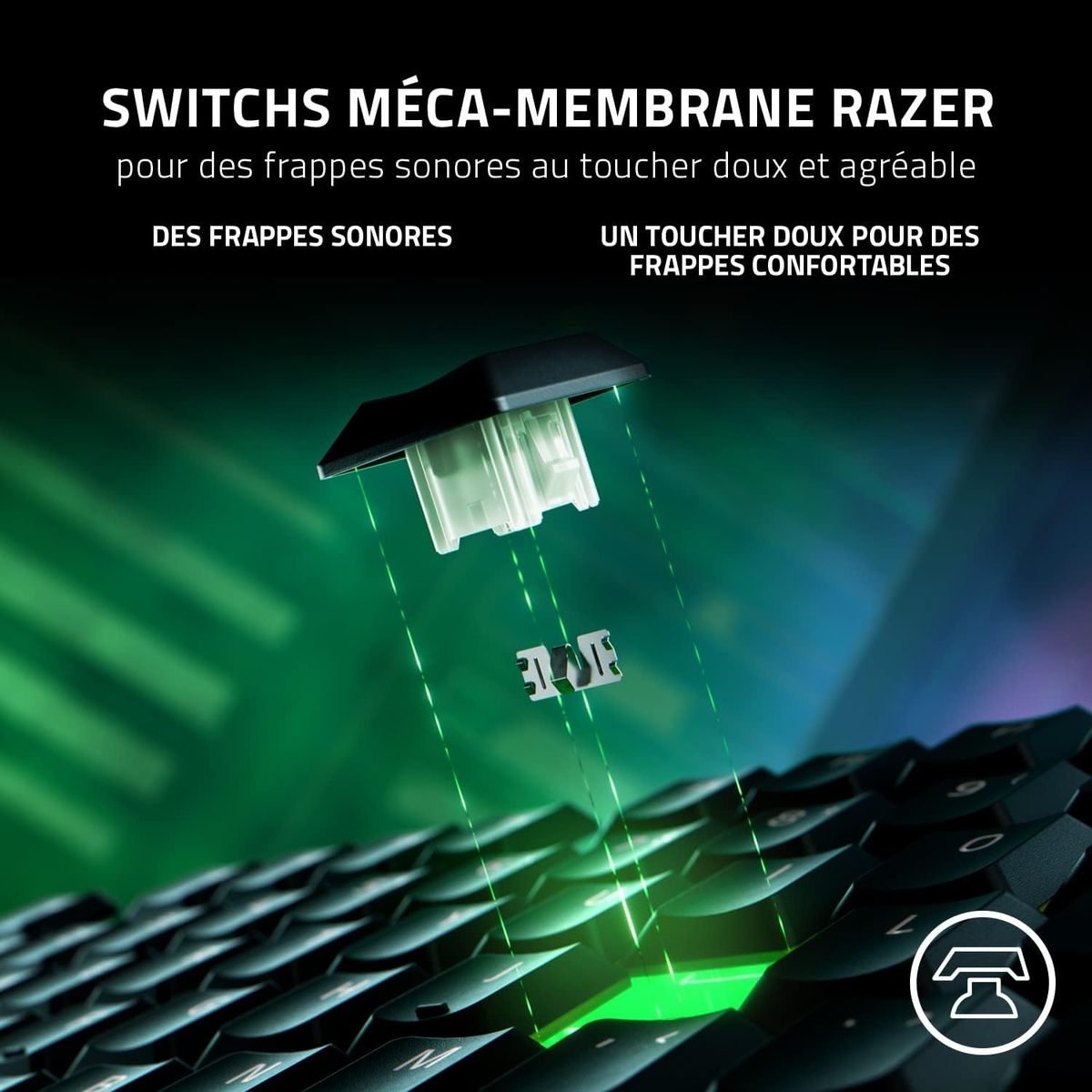Razer Ornata V3 Gaming Keyboard Media Buttons Mecha-Membrane Switches RGB FRA Layout AZERTY